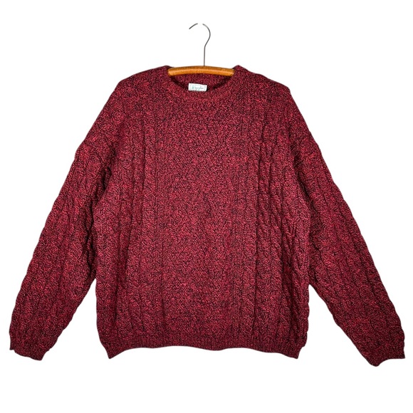 Vintage Sweaters - BENETTON Vintage Oversized Shetland Wool Chunky Cable Knit Sweater
